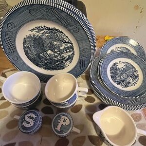 Blue and White Dinnerware Set
